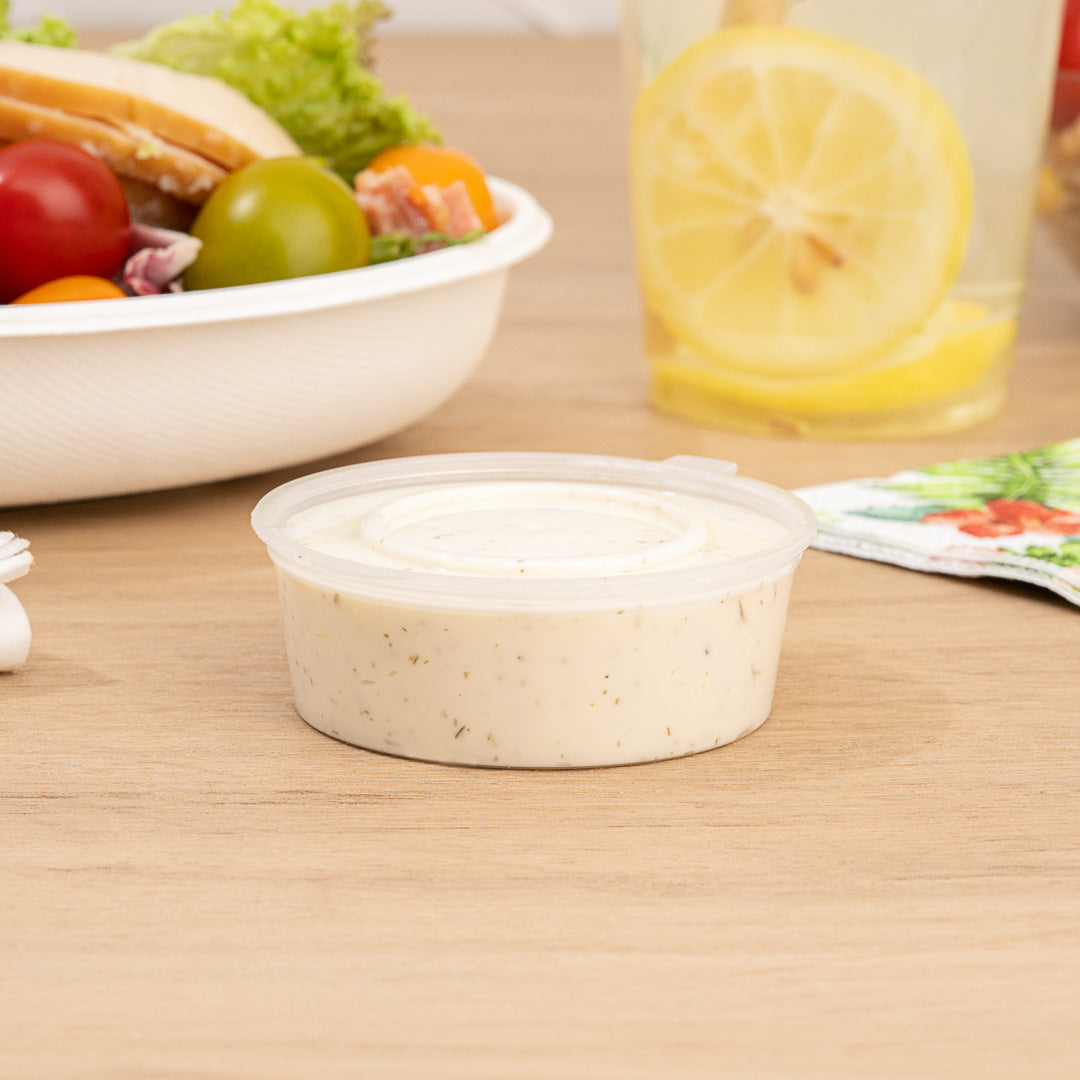 Chef 101 3 oz Clear Plastic Portion Cup - with Hinged Lid - 2 3/4" x 2 3/4" x 1 1/2" - 100 count box
