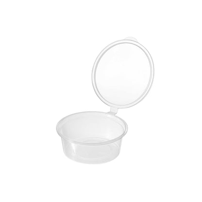 Chef 101 4 oz Clear Plastic Portion Cup - with Hinged Lid - 3 1/4" x 3 1/4" x 1 1/4" - 2000 count box