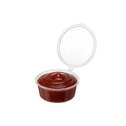 Chef 101 4 oz Clear Plastic Portion Cup - with Hinged Lid - 3 1/4" x 3 1/4" x 1 1/4" - 2000 count box