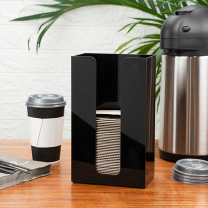 Restpresso Black Acrylic Vertical Coffee Cup Sleeve Dispenser - 6" x 3 1/2" x 10" - 1 count box