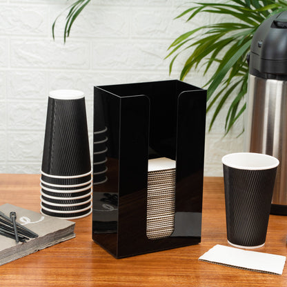 Restpresso Black Acrylic Vertical Coffee Cup Sleeve Dispenser - 6" x 3 1/2" x 10" - 1 count box