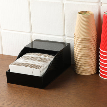 Restpresso Black Acrylic Horizontal Coffee Cup Sleeve Dispenser - 9 1/2" x 6" x 3 3/4" - 1 count box