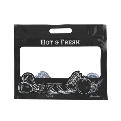 Bag Tek Black Plastic Rotisserie Chicken / Hot Food Bag - Hot & Fresh - 12 3/4" x 5 3/4" x 10 1/4" - 100 count box