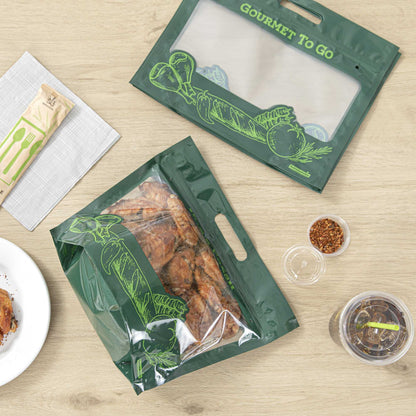 Bag Tek Green Plastic Rotisserie Chicken / Hot Food Bag - Hot & Fresh - 12 3/4 x 5 3/4 x 10 1/4 - 100 count box