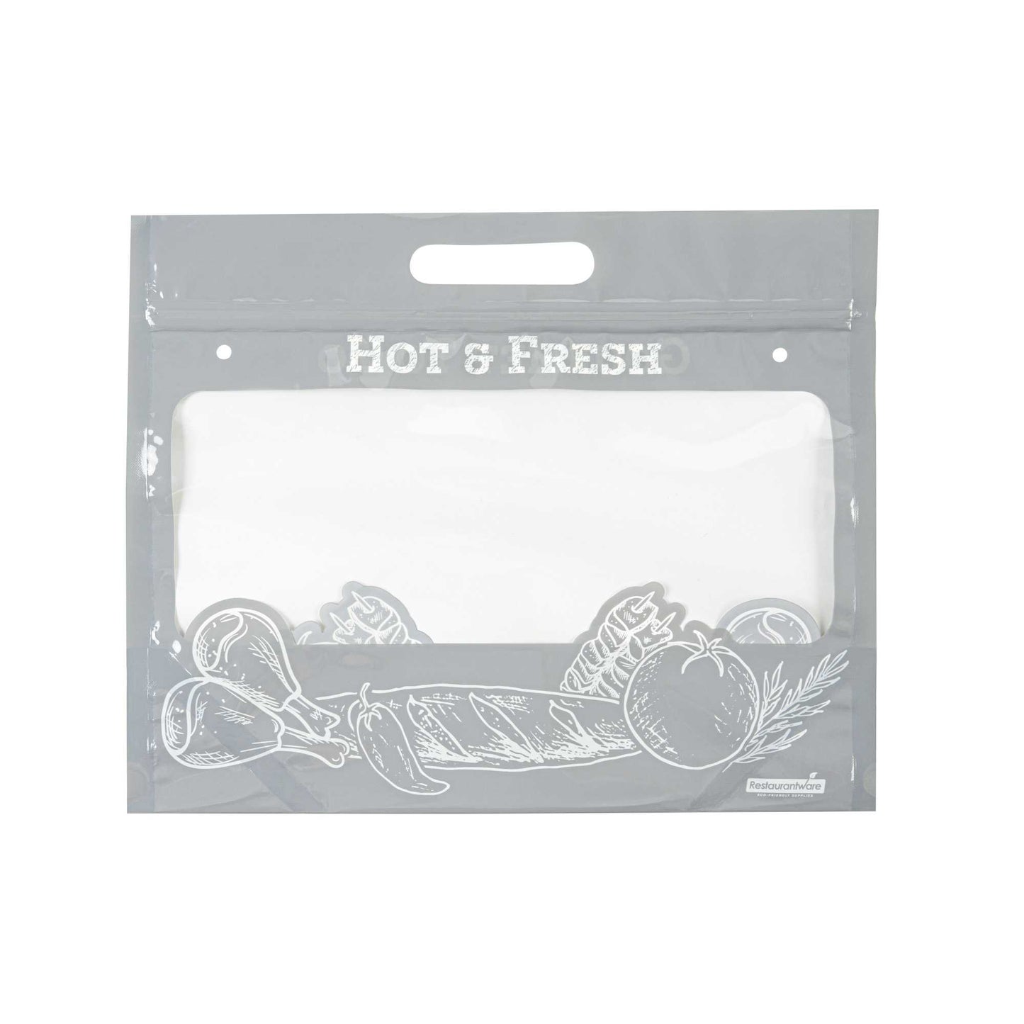 Bag Tek Gray Plastic Rotisserie Chicken / Hot Food Bag - Hot & Fresh - 12 3/4" x 5 3/4" x 10 1/4" - 100 count box