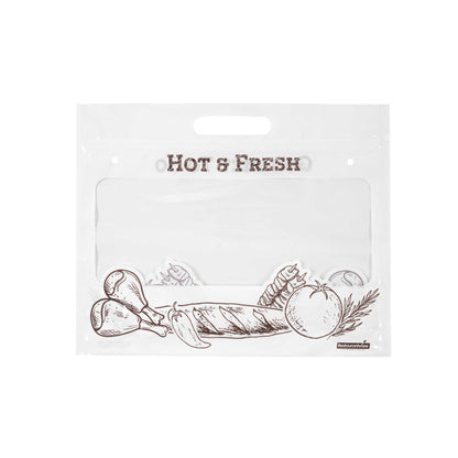 Bag Tek White Plastic Rotisserie Chicken / Hot Food Bag - Hot & Fresh - 12 3/4" x 5 3/4" x 10 1/4" - 100 count box