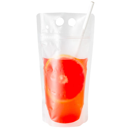 Bag Tek 17 oz Clear Plastic Drink Pouch - Double Zipper - 5" x 9" - 100 count box