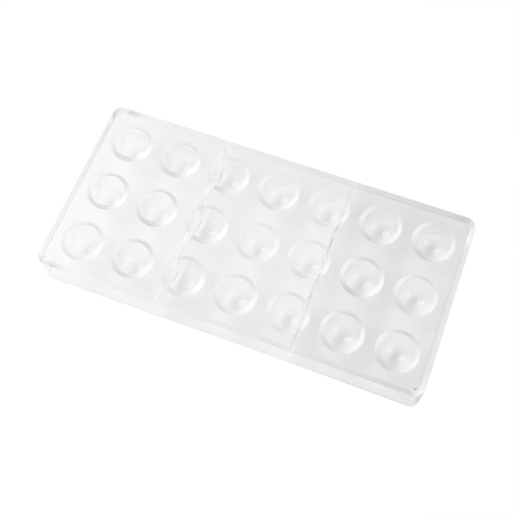 Pastry Tek Polycarbonate Half Sphere Candy / Chocolate Mold - 21-Compartment - 1 count box