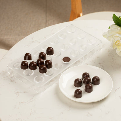 Pastry Tek Polycarbonate Half Sphere Candy / Chocolate Mold - 21-Compartment - 1 count box
