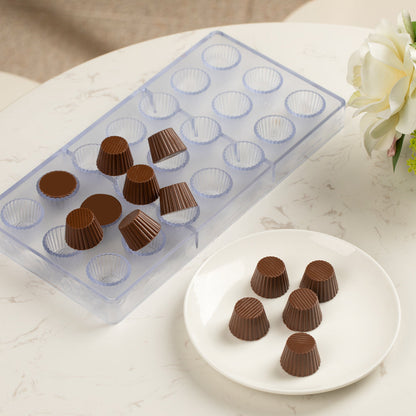 Pastry Tek Polycarbonate Cup Candy / Chocolate Mold - 21-Compartment - 1 count box