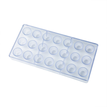 Pastry Tek Polycarbonate Cup Candy / Chocolate Mold - 21-Compartment - 10 count box