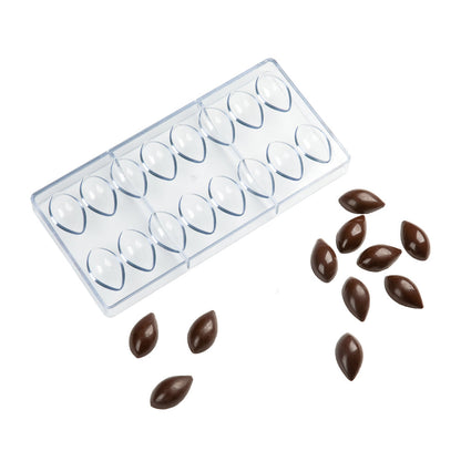 Pastry Tek Polycarbonate Quenelle Candy / Chocolate Mold - 16-Compartment - 10 count box