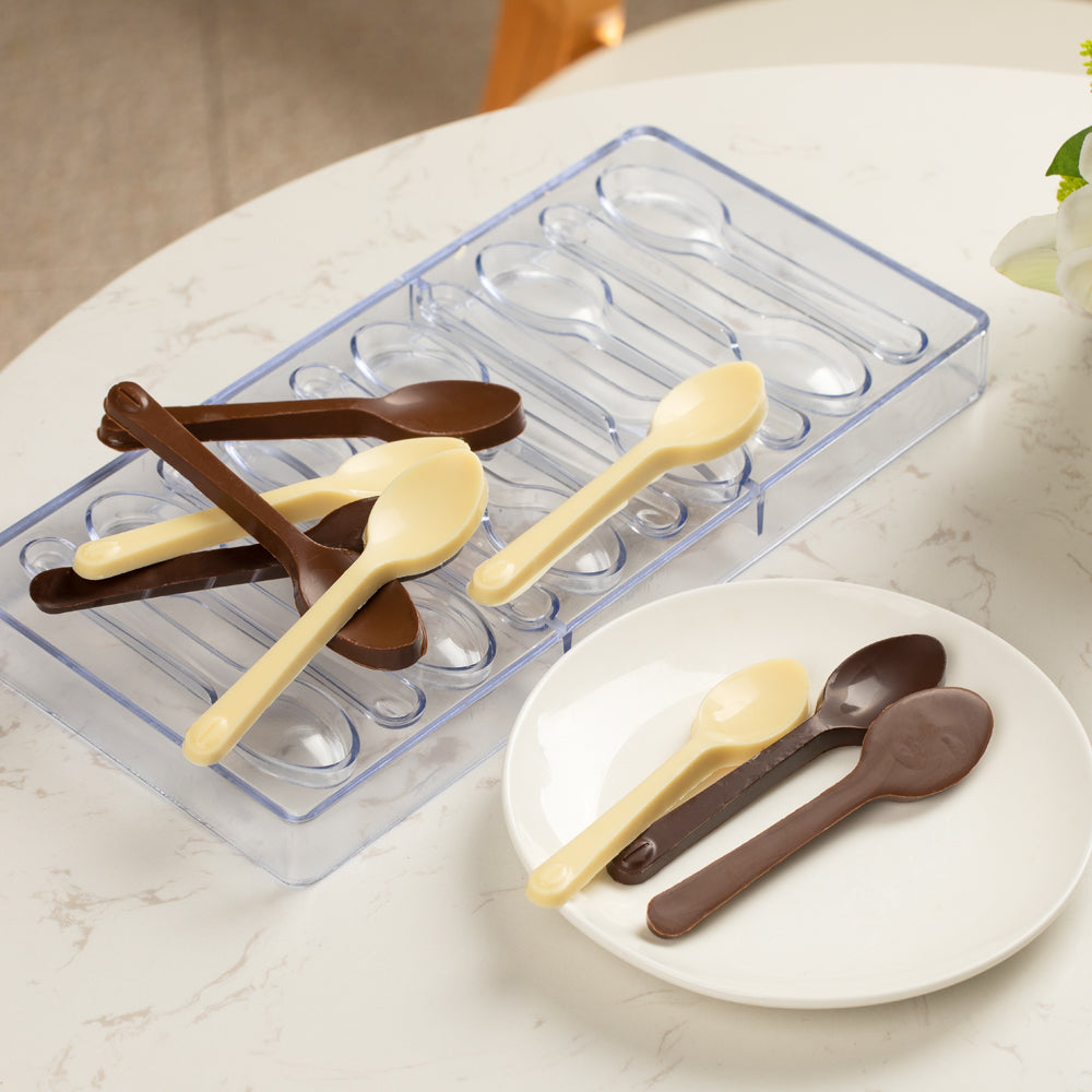 Pastry Tek Polycarbonate Spoon Candy / Chocolate Mold - 10-Compartment - 10 count box