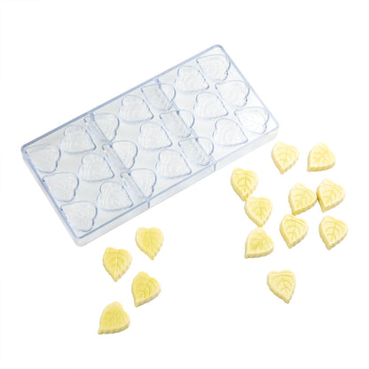 Pastry Tek Polycarbonate Leaf Candy / Chocolate Mold - 21-Compartment - 1 count box