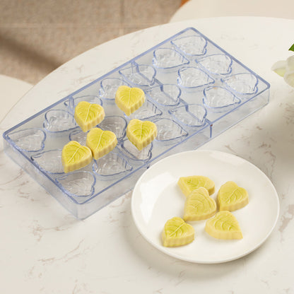 Pastry Tek Polycarbonate Leaf Candy / Chocolate Mold - 21-Compartment - 1 count box