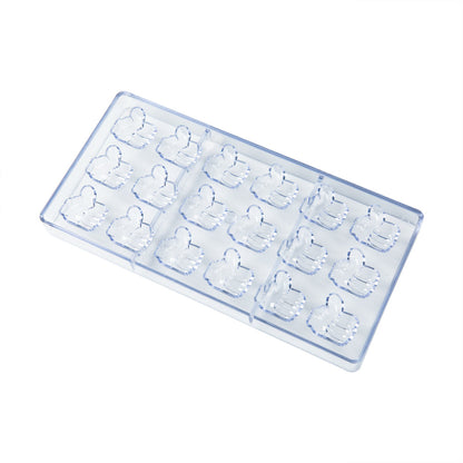 Pastry Tek Polycarbonate Thumbs Up Candy / Chocolate Mold - 18-Compartment - 1 count box