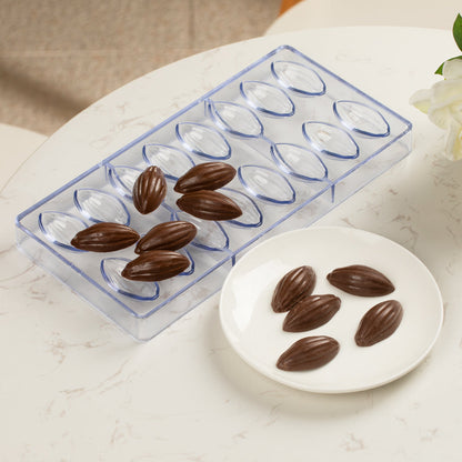 Pastry Tek Polycarbonate Cocoa Pod Chocolate Mold - 16-Compartment - 1 count box