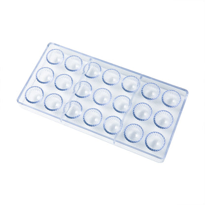 Pastry Tek Polycarbonate Swirled Dome Candy / Chocolate Mold - 21-Compartment - 10 count box