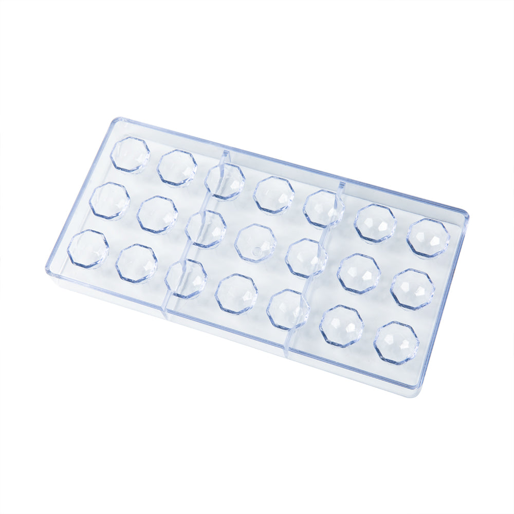 Pastry Tek Polycarbonate Diamond Candy / Chocolate Mold - 21-Compartment - 1 count box