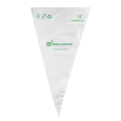 Pastry Tek Clear Plastic Easy Grip Pastry Piping Bag - Recyclable - 18" x 9 1/2" - 100 count box