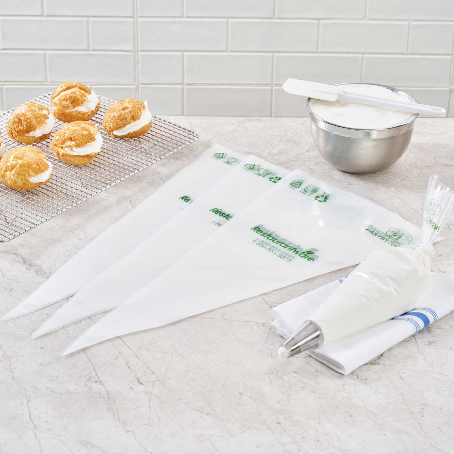 Pastry Tek Clear Plastic Pastry Piping Bag - Recyclable - 21" x 10 3/4" - 100 count box