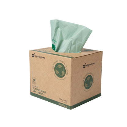 Basic Nature 3 gal Green Plastic Trash Can Liner - Compostable - 100 count box