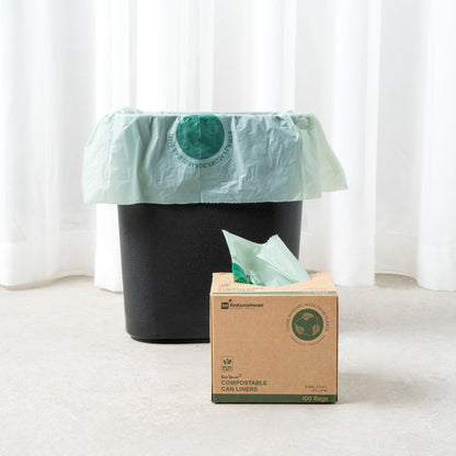 Basic Nature 3 gal Green Plastic Trash Can Liner - Compostable - 100 count box