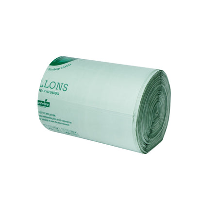 Basic Nature 13 gal Green Plastic Trash Can Liner - Compostable - 100 count box