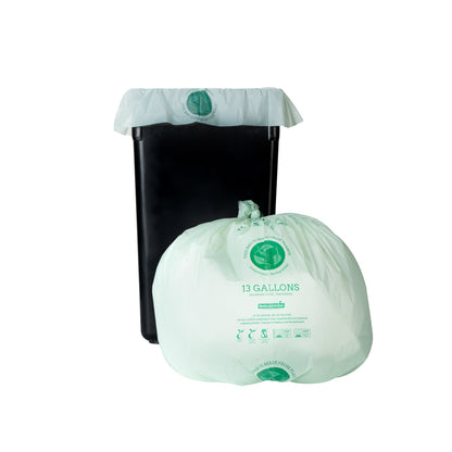 Basic Nature 13 gal Green Plastic Trash Can Liner - Compostable - 100 count box