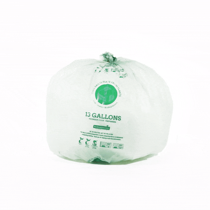 Basic Nature 13 gal Green Plastic Trash Can Liner - Compostable - 100 count box