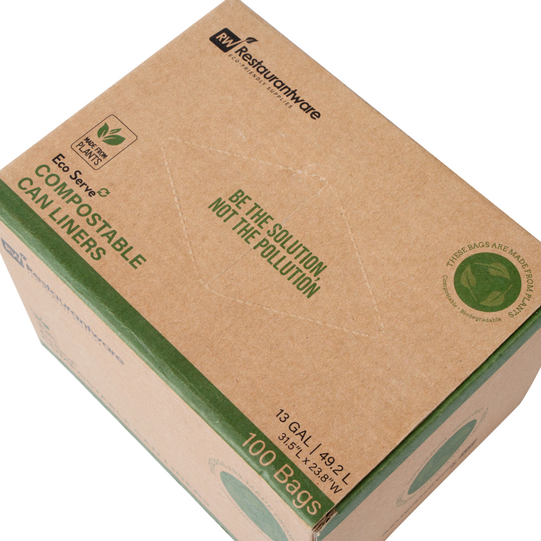 Basic Nature 13 gal Green Plastic Trash Can Liner - Compostable - 100 count box