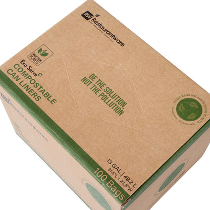 Basic Nature 13 gal Green Plastic Trash Can Liner - Compostable - 100 count box