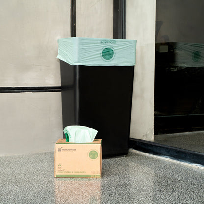 Basic Nature 13 gal Green Plastic Trash Can Liner - Compostable - 100 count box