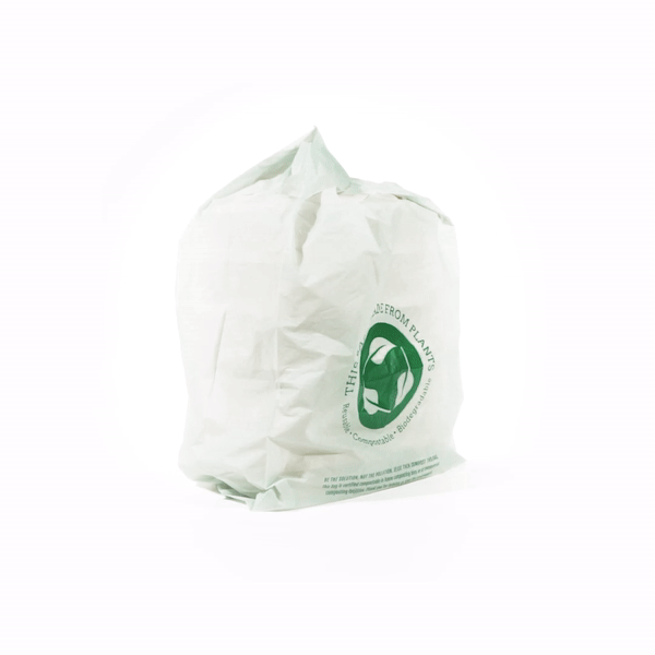 Basic Nature Green Plastic T-Shirt Bag - 1/6 Size, Compostable - 12" x 6 1/2" x 22" - 100 count box