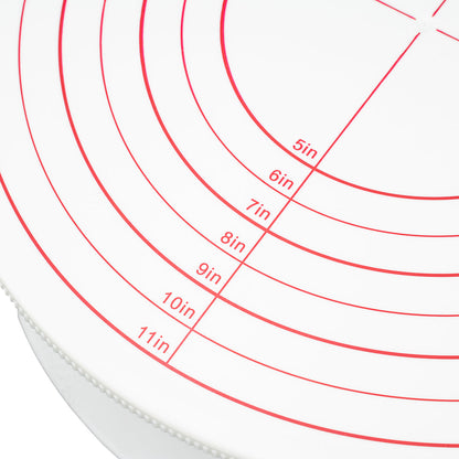 Pastry Tek Round White Plastic Revolving Cake Stand / Turntable - with Non-Slip Base, Silicone Piping Bag Set - 12" - 1 count box
