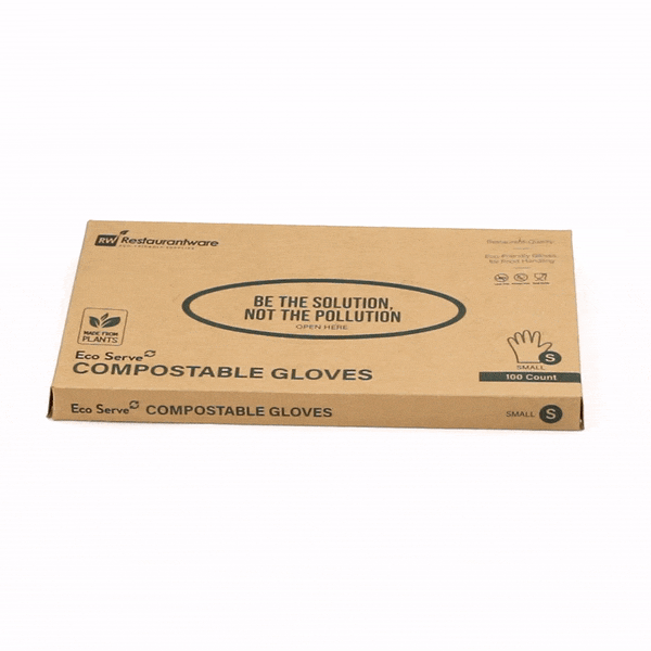 Eco Serve Clear Plastic Small Compostable Gloves - Powder-Free - 10 1/4" x 8 3/4" - 100 count box