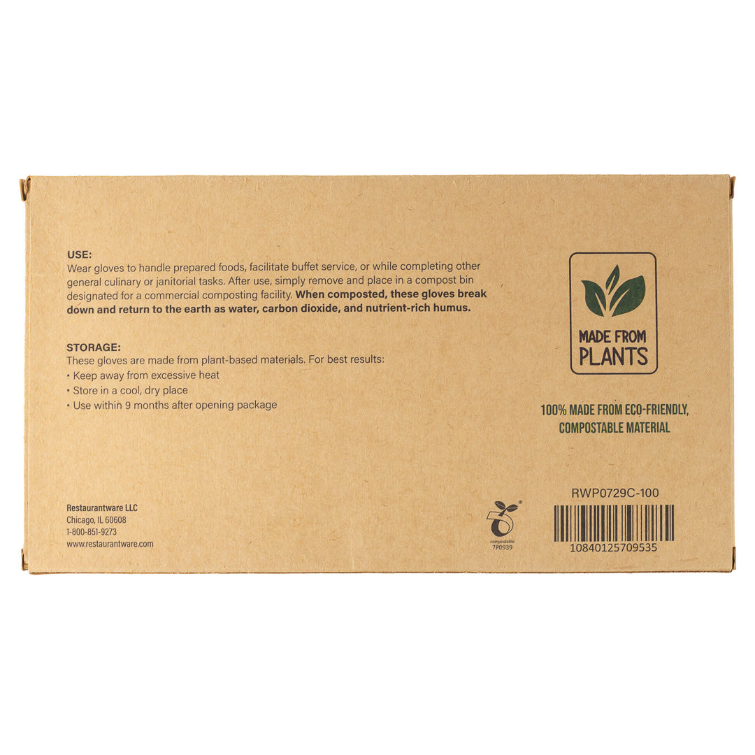 Eco Serve Clear Plastic Small Compostable Gloves - Powder-Free - 10 1/4" x 8 3/4" - 100 count box