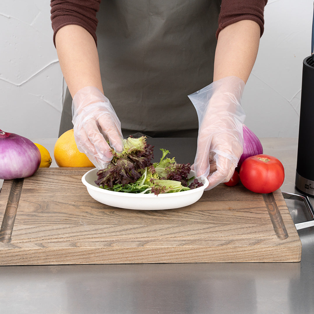 Eco Serve Clear Plastic Small Compostable Gloves - Powder-Free - 10 1/4" x 8 3/4" - 100 count box