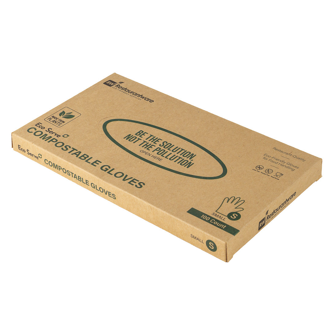 Eco Serve Clear Plastic Small Compostable Gloves - Powder-Free - 10 1/4" x 8 3/4" - 1000 count box