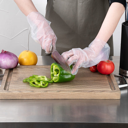 Eco Serve Clear Plastic Medium Compostable Gloves - Powder-Free - 11" x 9" - 100 count box