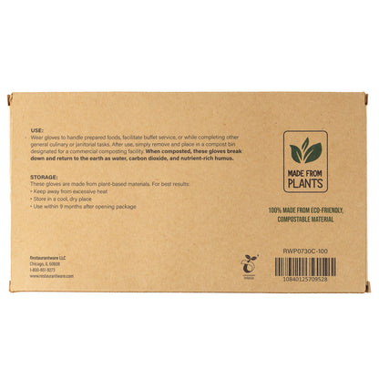 Eco Serve Clear Plastic Medium Compostable Gloves - Powder-Free - 11" x 9" - 100 count box