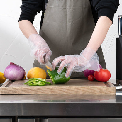 Eco Serve Clear Plastic Medium Compostable Gloves - Powder-Free - 11" x 9" - 100 count box