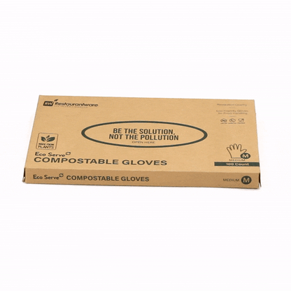 Eco Serve Clear Plastic Medium Compostable Gloves - Powder-Free - 11" x 9" - 1000 count box