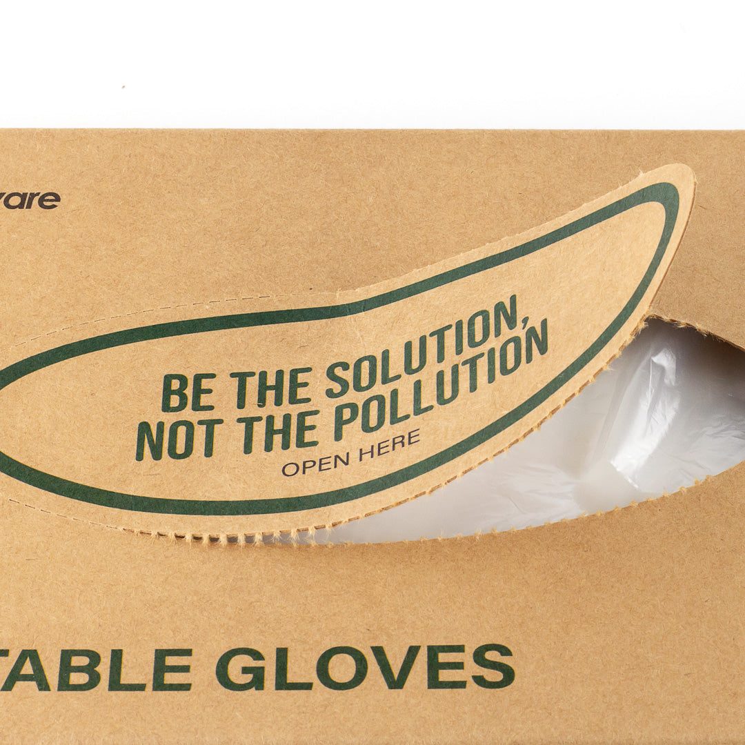 Eco Serve Clear Plastic Medium Compostable Gloves - Powder-Free - 11" x 9" - 1000 count box