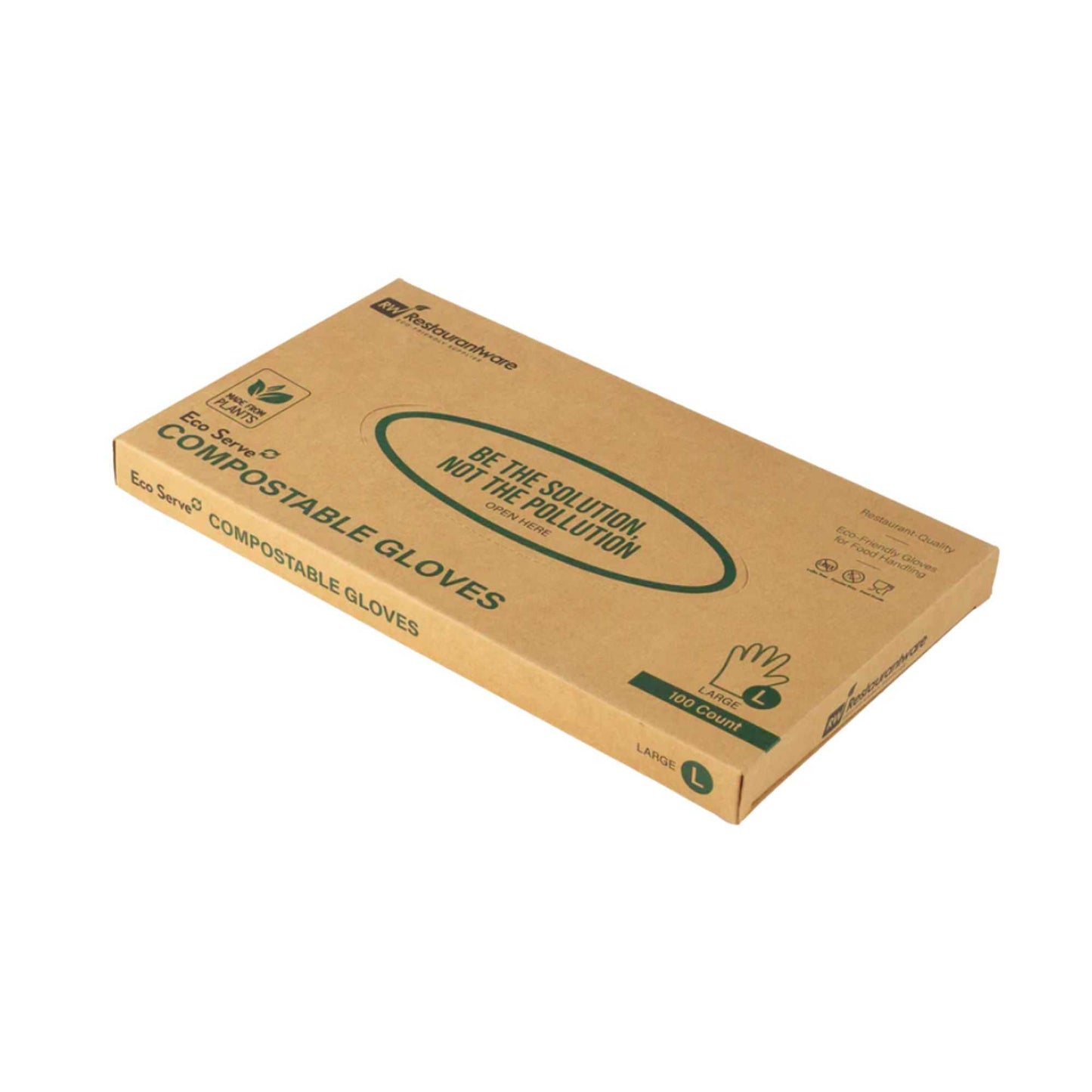 Eco Serve Clear Plastic Large Compostable Gloves - Powder-Free - 11 1/2" x 10 1/4" - 100 count box