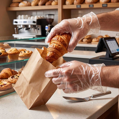Eco Serve Clear Plastic Large Compostable Gloves - Powder-Free - 11 1/2" x 10 1/4" - 100 count box