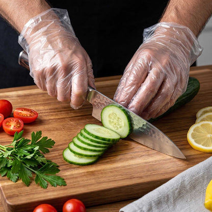 Eco Serve Clear Plastic Large Compostable Gloves - Powder-Free - 11 1/2" x 10 1/4" - 1000 count box