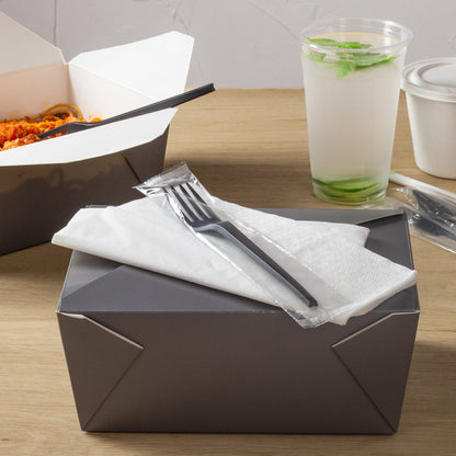 Basic Nature Black CPLA Plastic Fork - Wrapped, Heat-Resistant, Compostable - 6 1/2" - 250 count box
