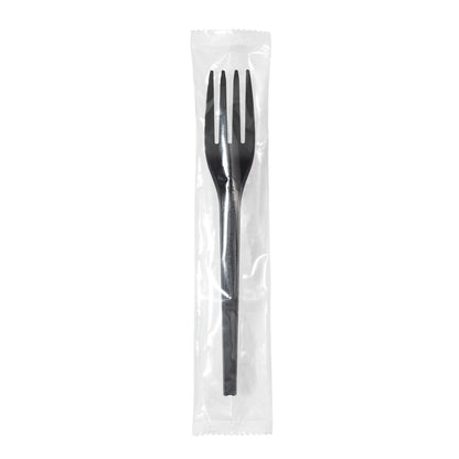 Basic Nature Black CPLA Plastic Fork - Wrapped, Heat-Resistant, Compostable - 6 1/2" - 50 count box
