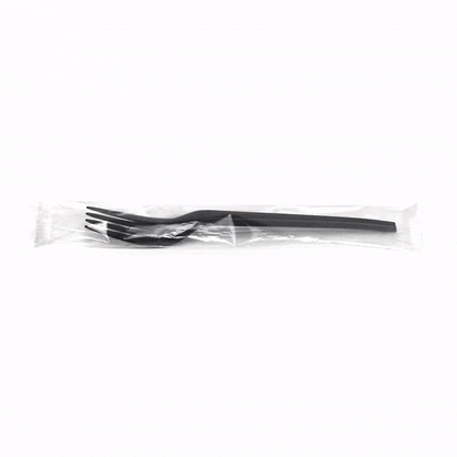 Basic Nature Black CPLA Plastic Fork - Wrapped, Heat-Resistant, Compostable - 6 1/2" - 50 count box
